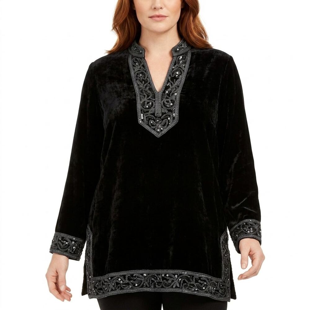 Nycard Rayon Blend Black Lightweight Tunic Women Size XL